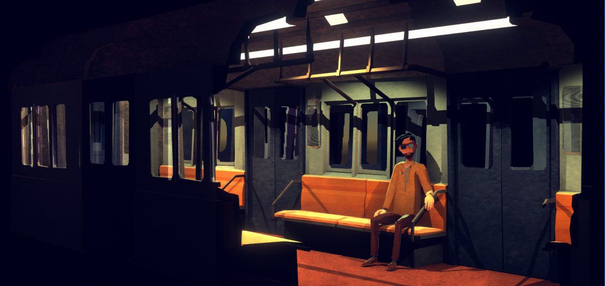 A man sitting alone in a dimly lit subway carriage — Sonder